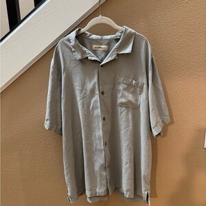 Tommy Bahama Silk Light Gray Herringbone Shirt